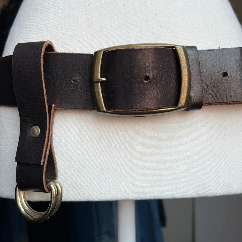 Leather Utility Belt 40 Brown Steampunk Renfaire D-Ring Buckle Wide Festival